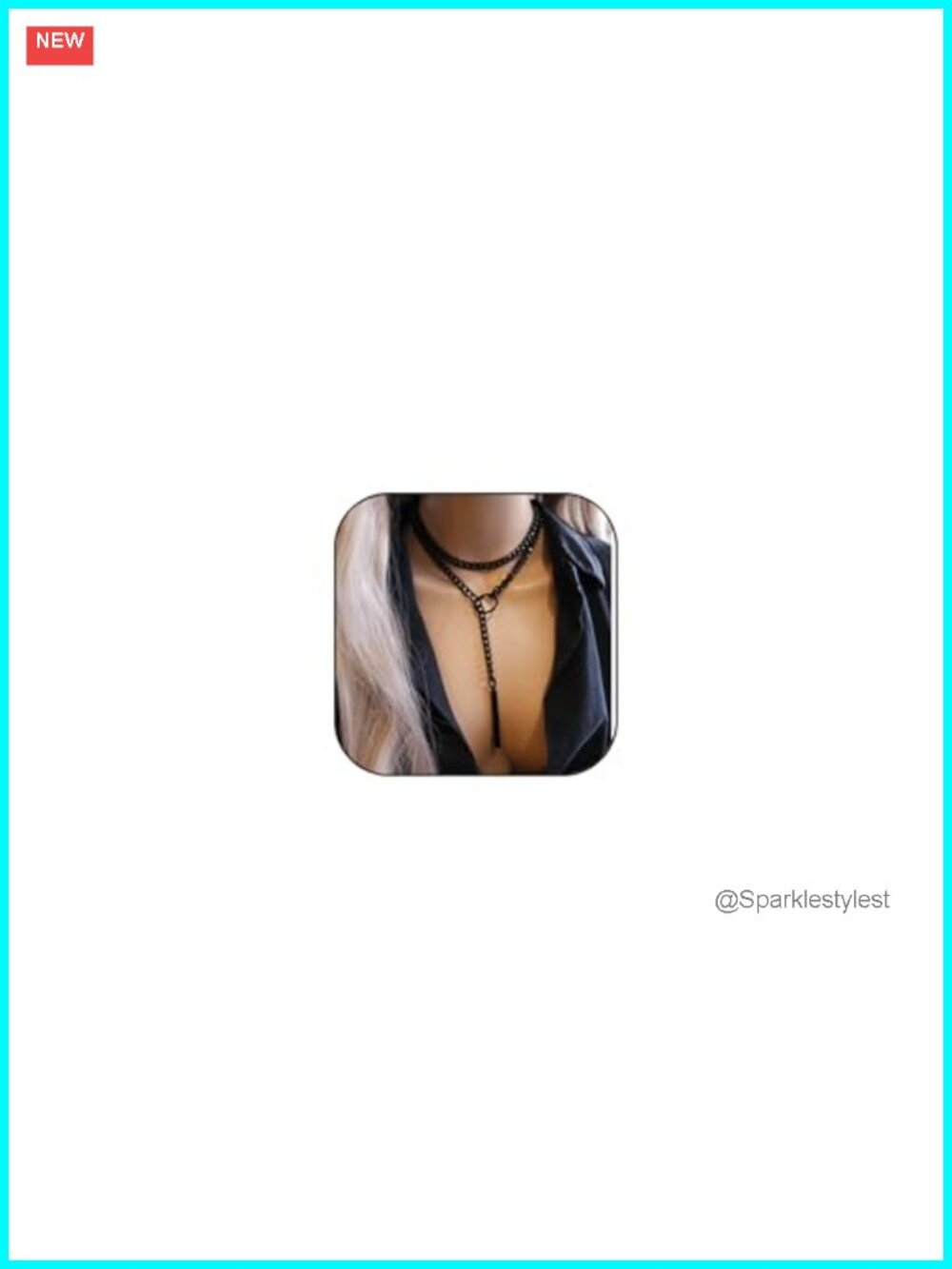 Stainless Steel Lariat Y Necklace Cuban Link O Ring Adjustable Slip Chain